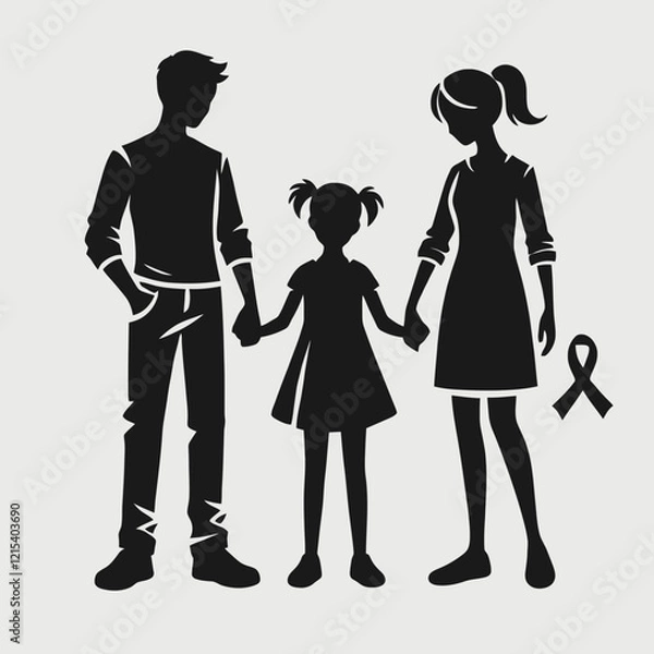 Obraz Family Silhouette in black on a white background