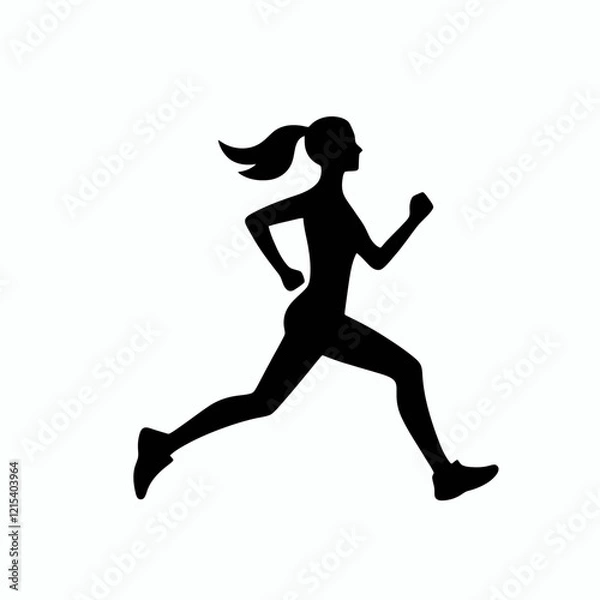 Obraz Running Woman Silhouette in black on a white background