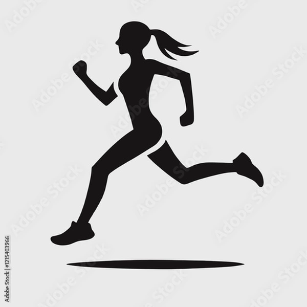 Obraz Running Woman Silhouette in black on a white background