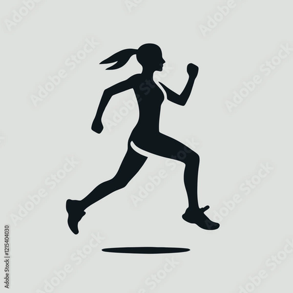 Obraz Running Woman Silhouette in black on a white background