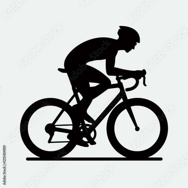 Obraz  Cyclist Silhouette in black on a white background