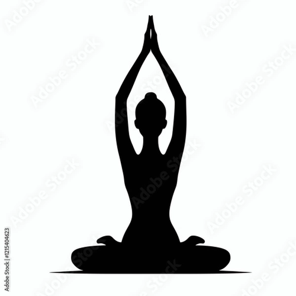 Obraz Yoga Pose Silhouette in black on a white background