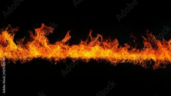 Fototapeta Fire flames on black background