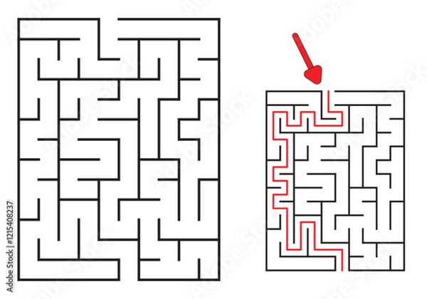 Fototapeta Kids riddle maze puzzle labyrinth vector 