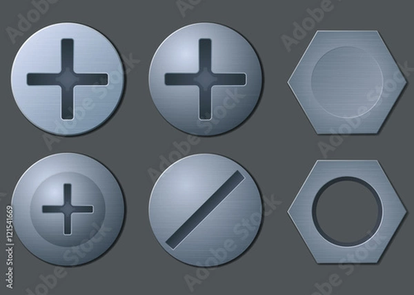 Obraz Bolts skrews and nut head set