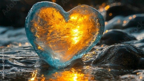 Fototapeta Frozen Heart: A Glimmer of Warmth in Winter's Embrace
