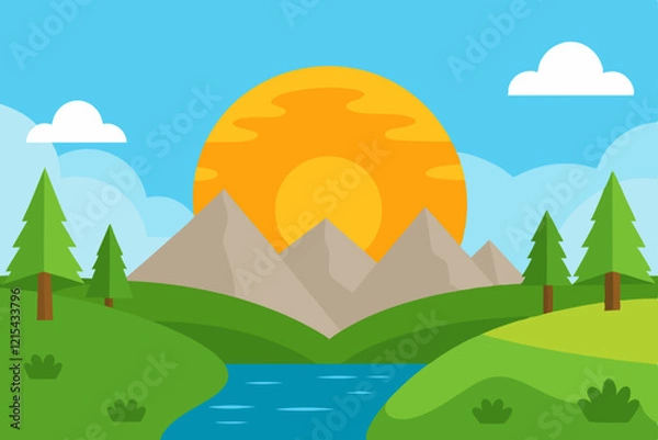 Fototapeta landscape with mountains and sky