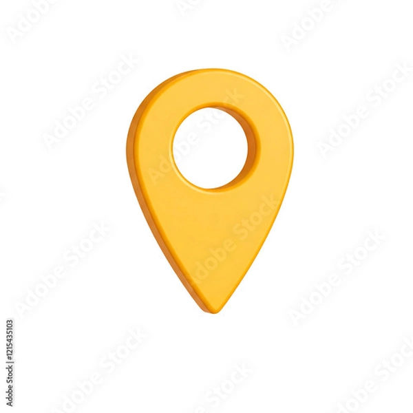 Fototapeta Yellow 3D location pin icon, perfect for navigation, isolated on transparent background.