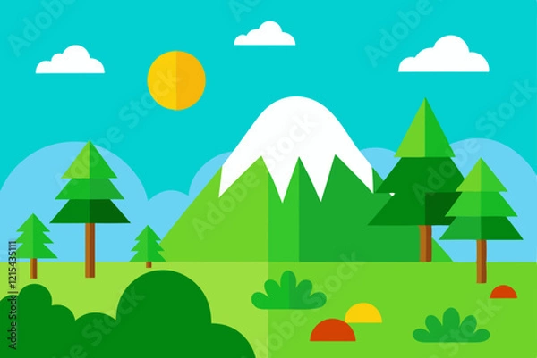 Fototapeta landscape with trees and mountains