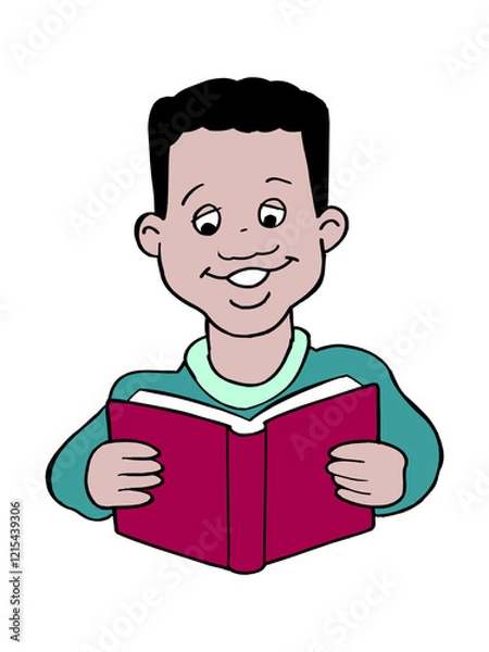 Fototapeta A man reading a book vector illustration