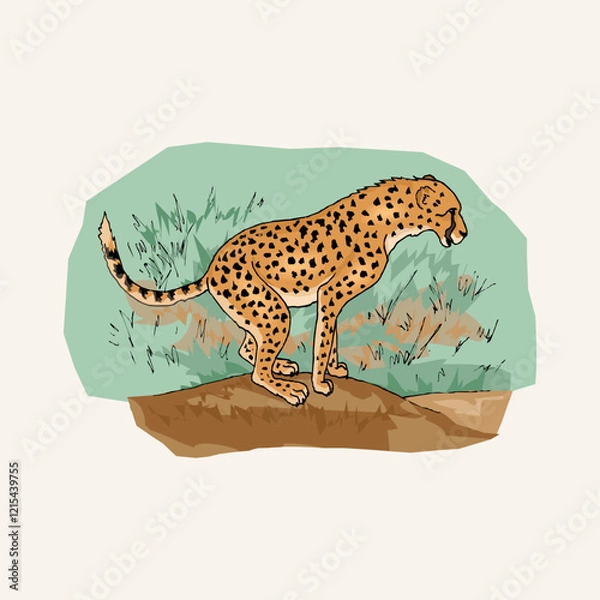 Fototapeta Leopard on the Tree vector illustration