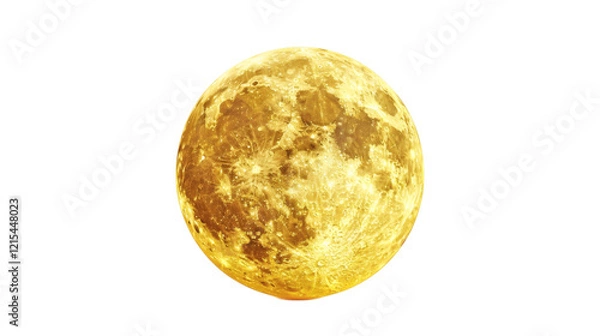 Fototapeta Yellow moon 3D render icon isolated on white background