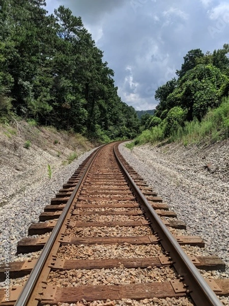 Fototapeta railroad in the mountains