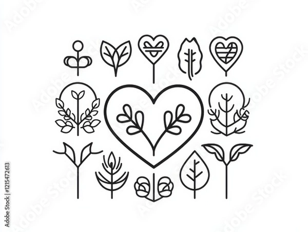 Fototapeta Minimalistic heart-shaped badge design for creative digital art projects