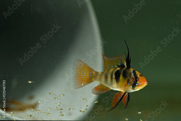 Fototapeta Ram Cichlid with Fry