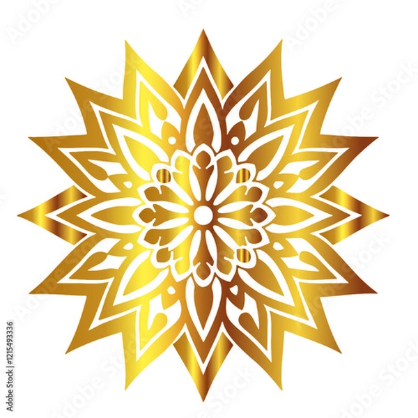 Fototapeta illustration of a Simple gold mandala silhouette vector Art design, Floral mandala Illustration, ornament, flower, design, outline, template, pattern, ethnic. mandala design for invitation card
