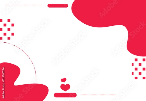 Obraz Valentine Day Card Design with Hearts in a Cute Cartoon Style