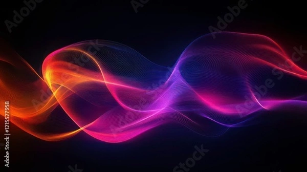 Fototapeta Abstract glowing lines weaving together in a dark, futuristic space