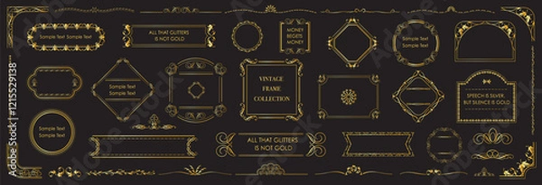Fototapeta Classic calligraphy swirls, swashes. Set of Decorative vintage frames and borders set. Gold Ornate vintage frames and scroll elements. Classic calligraphy swirls, swashes..eps