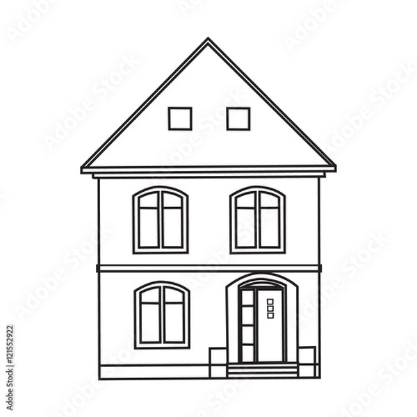 Obraz monochrome image two-storey house