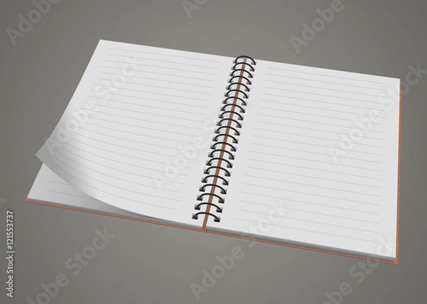 Fototapeta Blank realistic spiral notepad notebook isolated