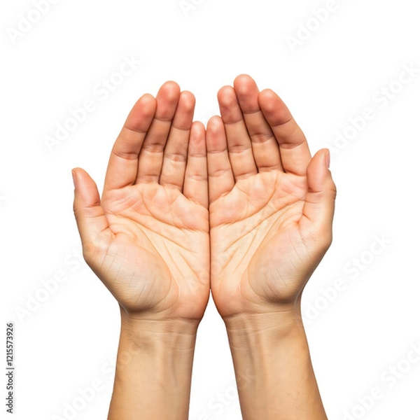 Fototapeta hands isolated on white, palms of a man, palms of the hand and fingers