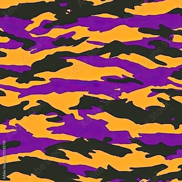 Fototapeta Tiger Stripe Army Fatigue Camouflage Seamless Pattern Texture