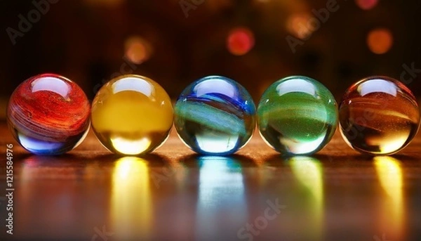 Fototapeta 다채로운 색을 가진 구슬들이 줄지어 놓인 모습