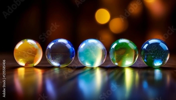 Fototapeta 다채로운 색을 가진 구슬들이 줄지어 놓인 모습