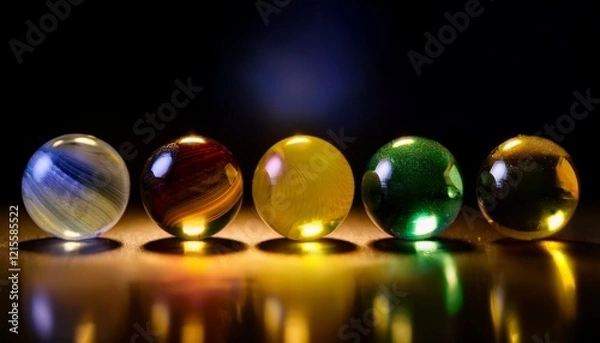 Fototapeta 다채로운 색을 가진 구슬들이 줄지어 놓인 모습