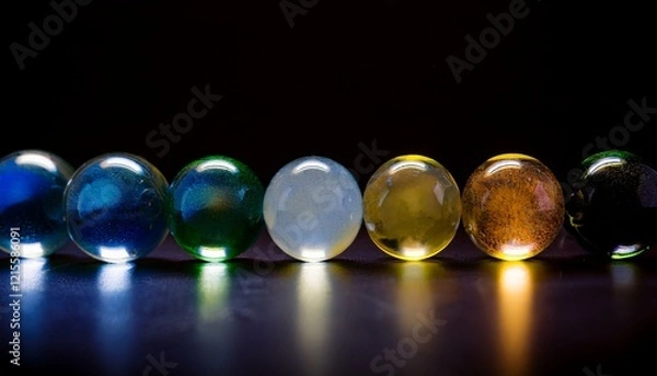 Fototapeta 다채로운 색을 가진 구슬들이 줄지어 놓인 모습