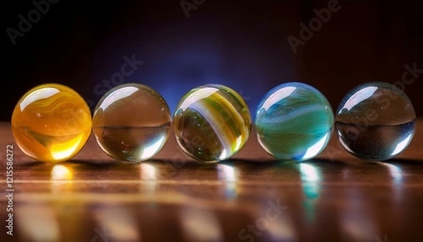 Fototapeta 다채로운 색을 가진 구슬들이 줄지어 놓인 모습