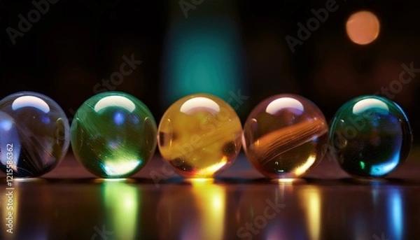 Fototapeta 다채로운 색을 가진 구슬들이 줄지어 놓인 모습