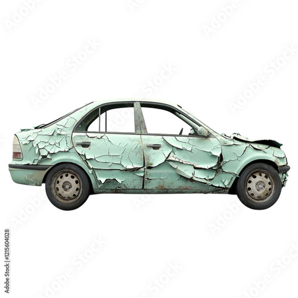 Obraz Rusty Car with Peeling Paint on Isolated Isolated on transparent background