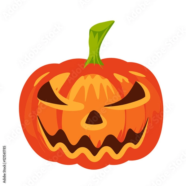 Fototapeta Vector isolated pumpkin. Halloween design, emotion,  angry, smiling, sad, scary, evil, smile. Jack lantern for website, flier, invitation card, sticker