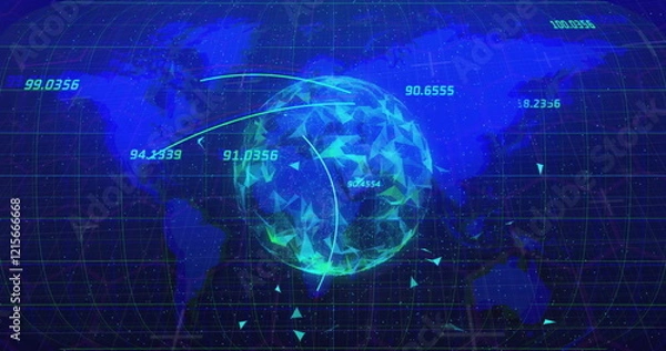Fototapeta Image of data processing over globe