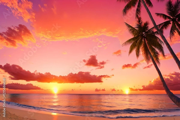 Obraz 夕焼けのオーシャンビーチ