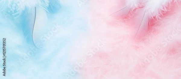 Fototapeta Blue and pink fluffy fabric background with soft textures and gradients ideal for creative projects Copy Space