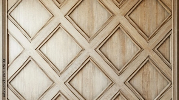 Fototapeta Elegant Light Wood Paneling with Distinctive Diamond Patterns for Contemporary Interior Design and Home Decor in Soft Natural Tones