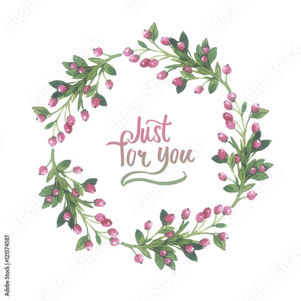 Fototapeta Wildflower lily flower wreath in a watercolor style isolated. Full name of the plant: lily, lilium, lotus, water lily. Aquarelle flower could be used for background, texture, pattern, frame or border.