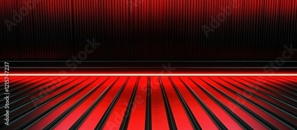 Fototapeta Vibrant abstract red and black background featuring dynamic stripes and neon accents ideal for showcasing text or promotional content