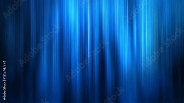 Fototapeta Digital image of light rays, stripes lines with blue light, speed and motion blur over dark blue background 