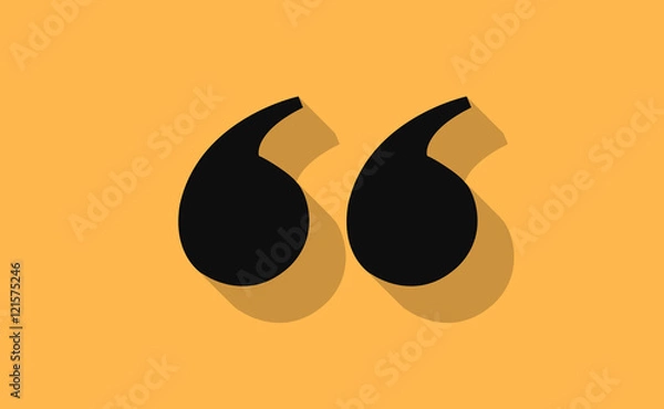 Obraz Vector black quotes with long shadow on flat background