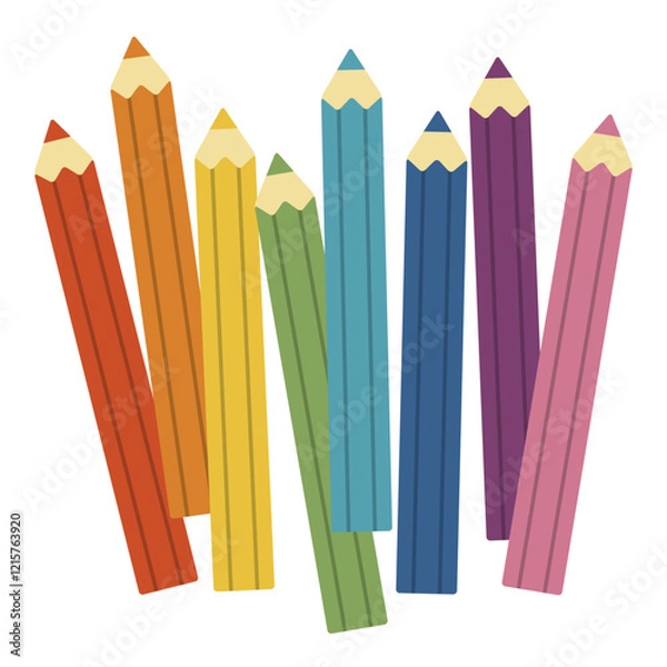 Obraz 色鉛筆8色セット／ランダム／ベクターイラスト