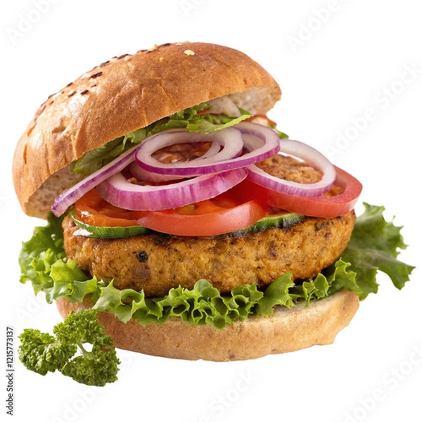 Obraz Veggie Burger on transparent background.