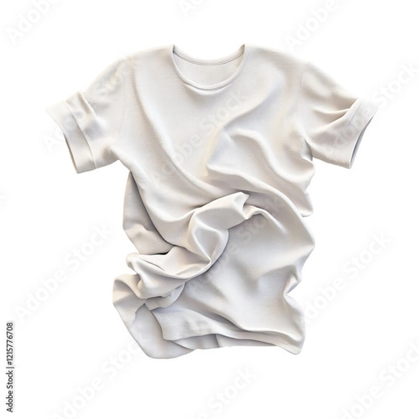 Fototapeta A wrinkled white t-shirt displayed on a transparent background.
