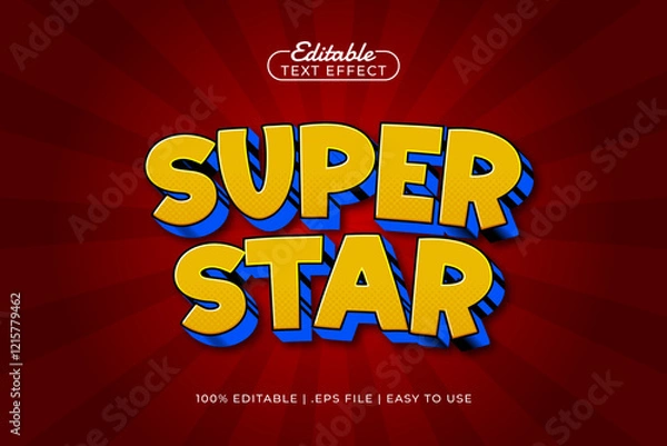 Fototapeta super star editable text effect with a super and hero text style