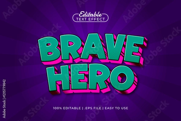Fototapeta brave hero editable text effect with a super and hero text style