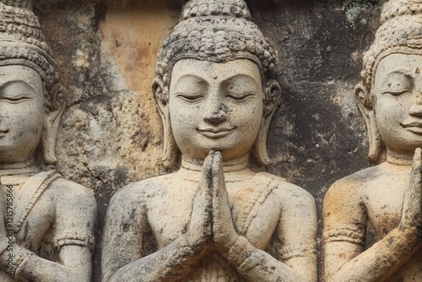 Obraz Experience serene beauty in the historic ruins of Polonnaruwa with ancient statues and intricate stone carvings. Generative AI