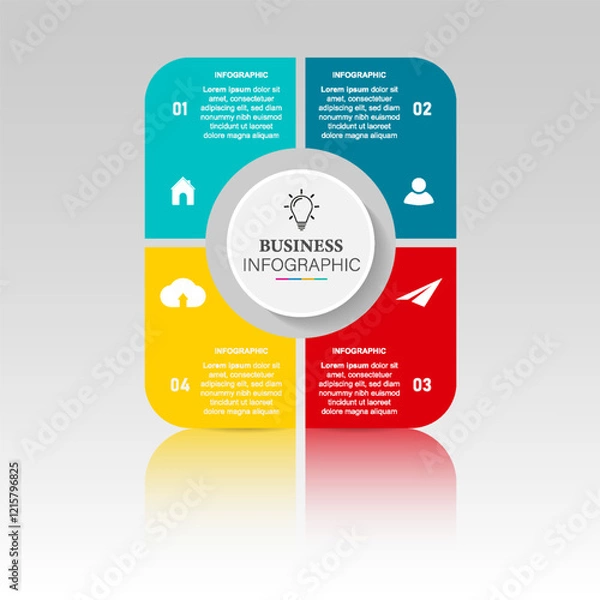 Fototapeta Simple infographic elements for presentation. Business concept with 4 options, steps. Vector template.